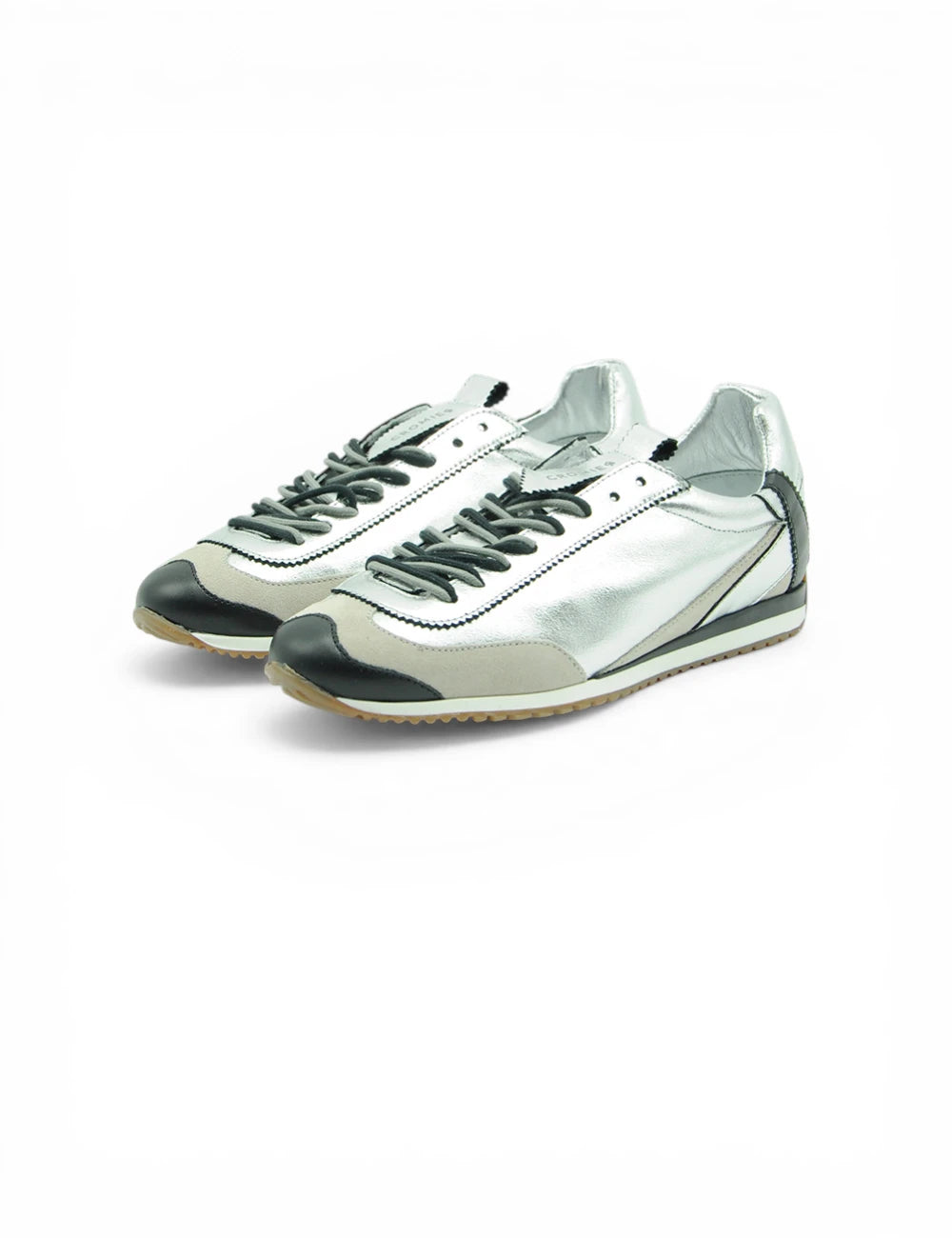 Sneakers Cromier Aurora Frost argento e nere con tomaia riflettente