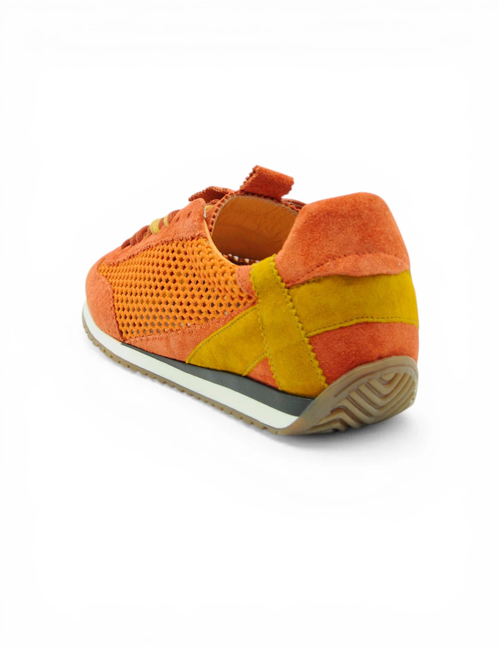 Sneaker Cromier Net arancione in suede con pannello mesh laterale