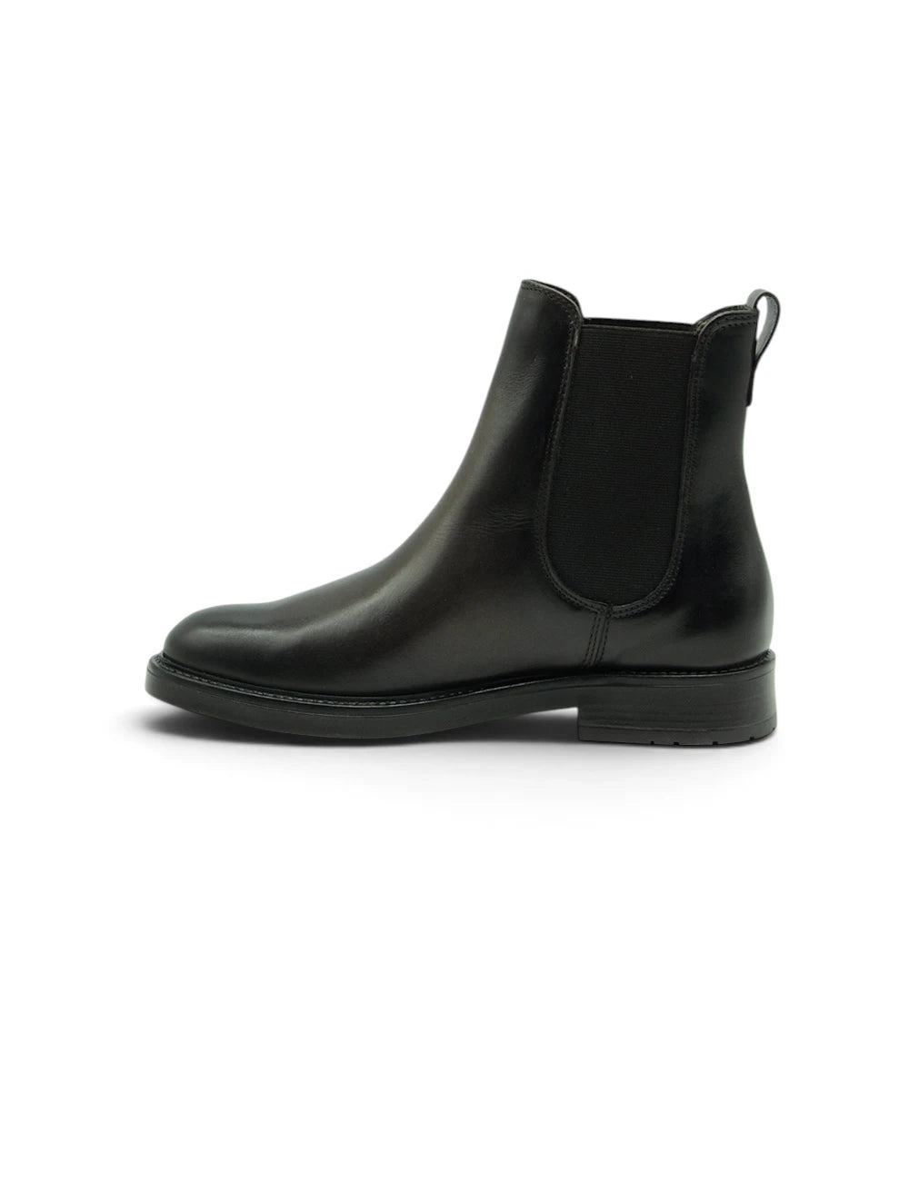 Dei Colli Chelsea ebony stivaletto in pelle nera con pannelli elasticizzati laterali e tacco basso a blocco