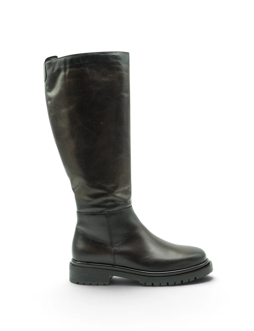 Stivale nero in pelle Dei Colli Stivale Ebony con suola chunky e altezza al ginocchio