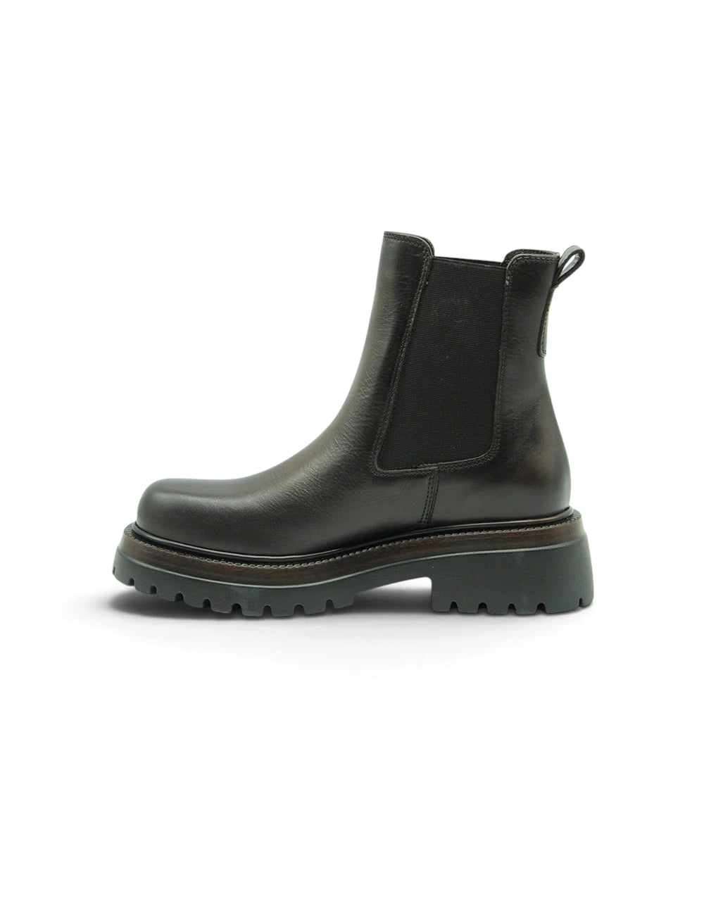 Dei Colli chelsea boot ebony in pelle nera con suola in gomma chunky e pannelli elastici ai lati