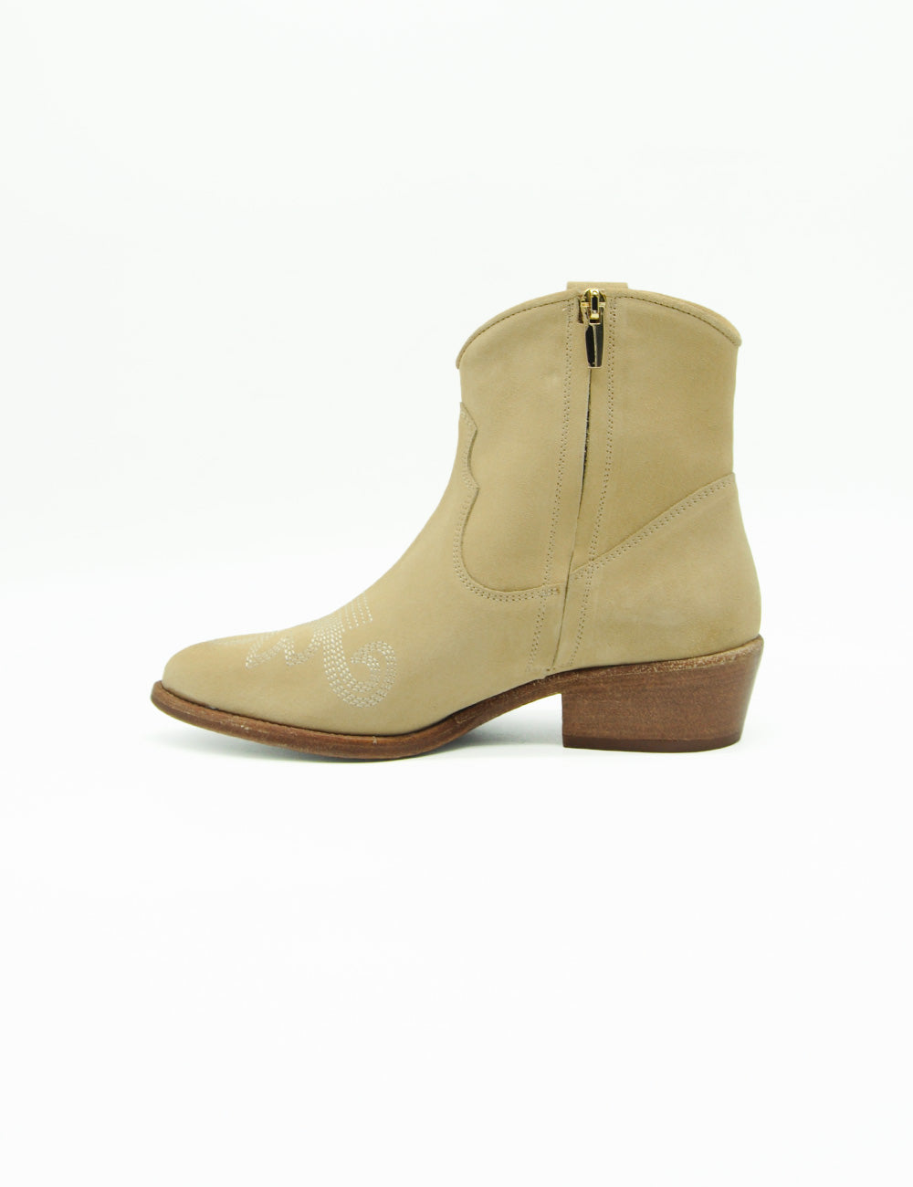 Duccio Del Duca Texano Basso Beige stivale caviglia scamosciato beige