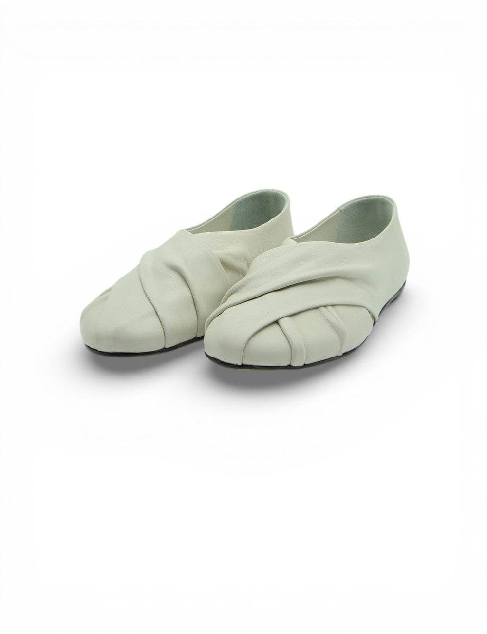 Scarpe ballerina Miranda Latte Ernesto Dolani, verde pallido plissettate minimaliste
