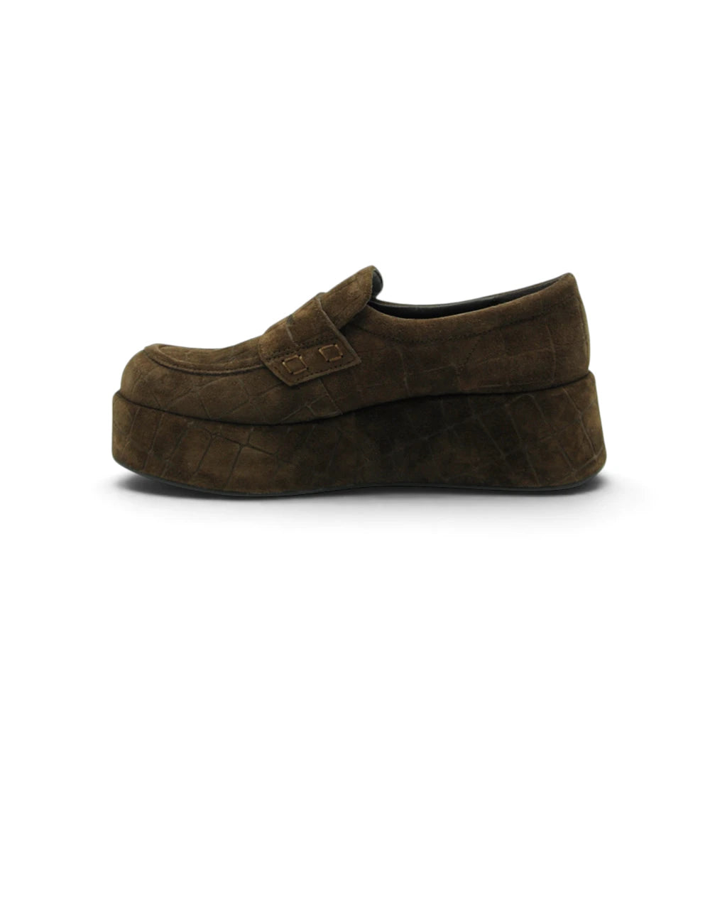 Brown suede loafers elvio zanon mocassino platform castoro con suola platform spessa e texture trapuntata