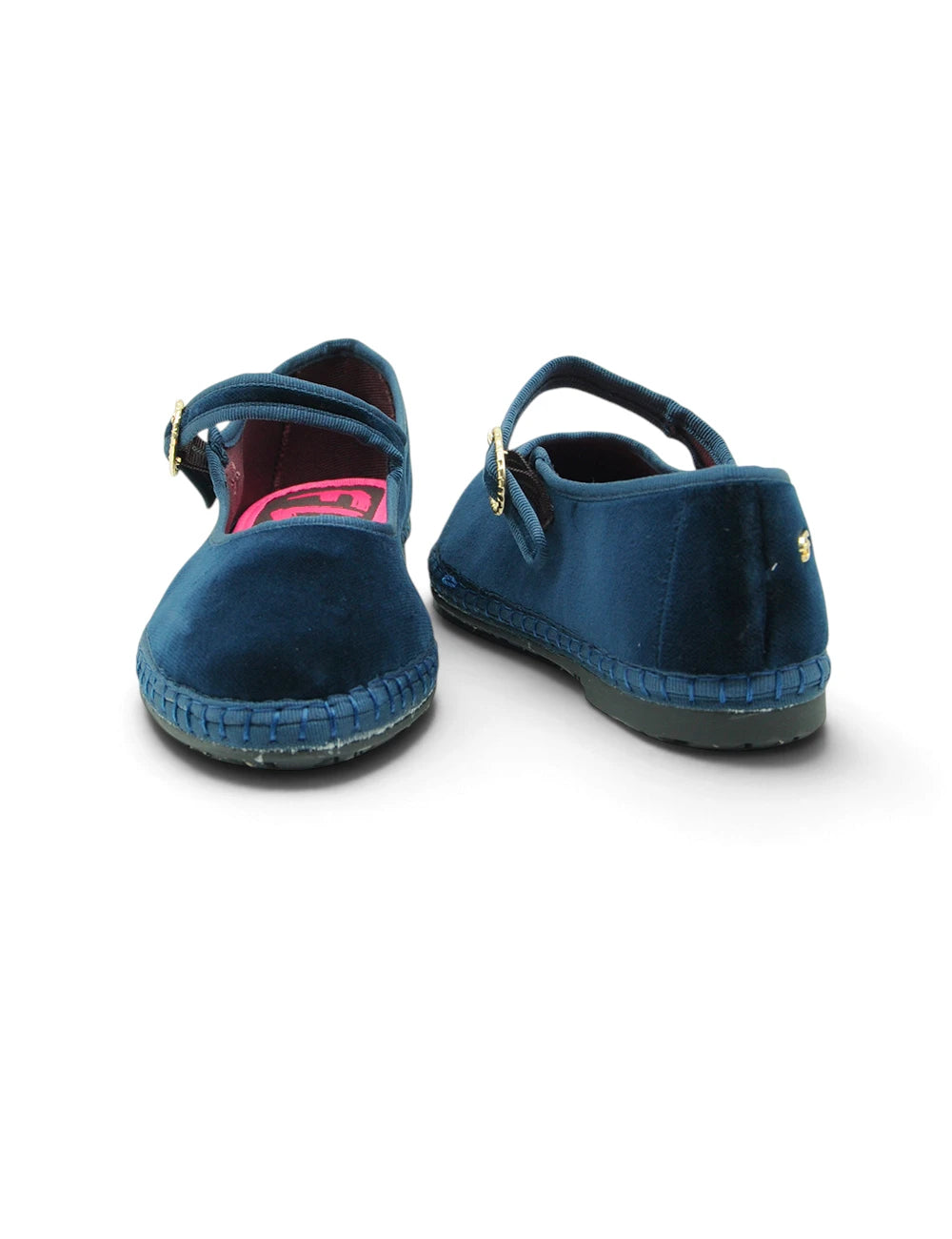 Flabelus mary jane molly petrolio espadrillas in velluto blu petrolio con fibbia dorata e suola intrecciata in gomma