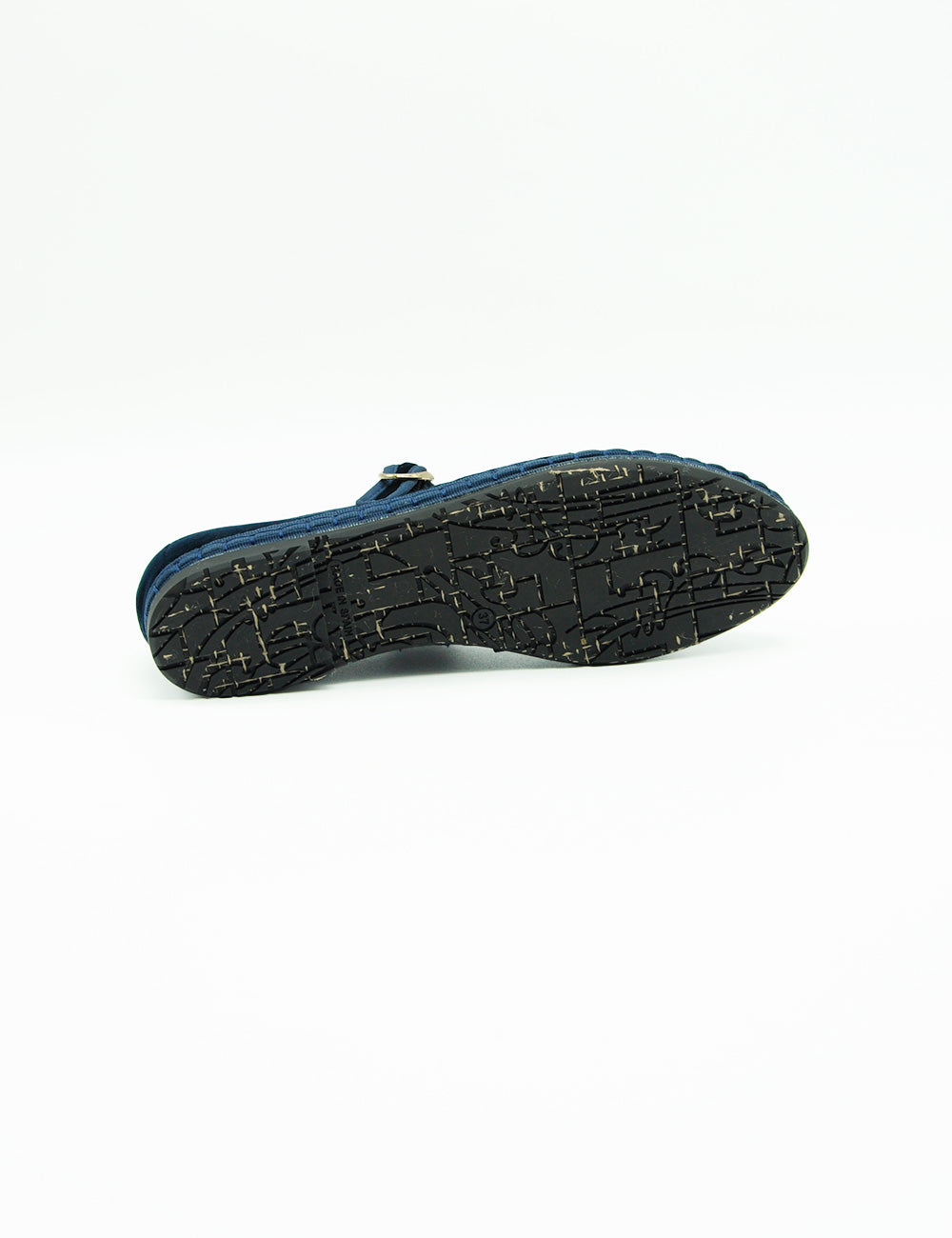 Sandalo espadrille Flabelus Mary Jane Molly Blu in denim blu con suola nera testurizzata