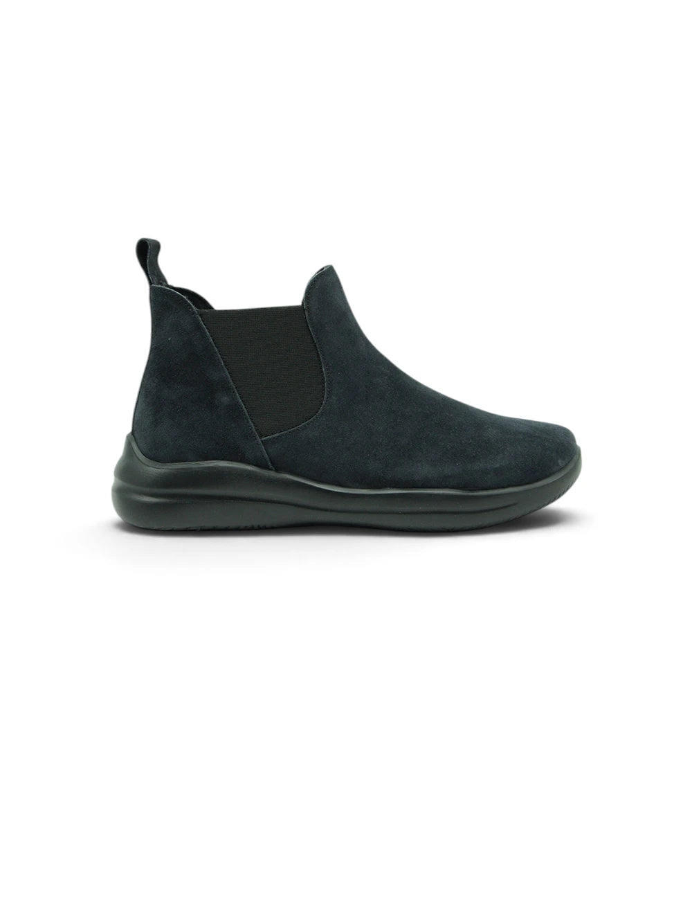 Stivaletto frau chelsea boot blu in camoscio verde scuro con pannelli elastici laterali e suola in gomma nera