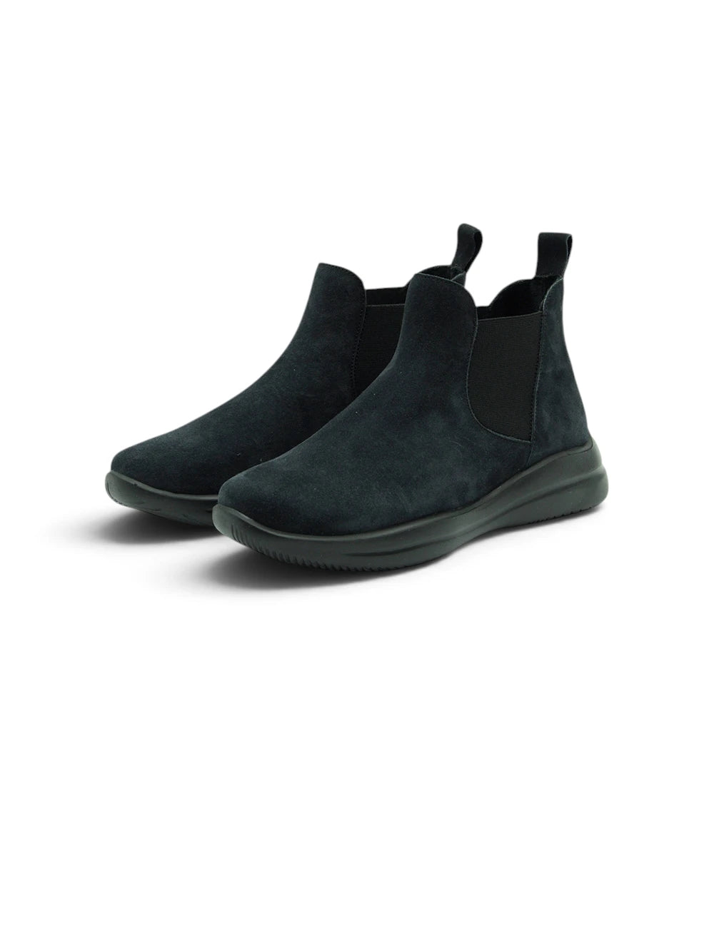 Stivaletti frau chelsea boot blu in pelle scamosciata nera con pannelli elastici e suola chunky in gomma
