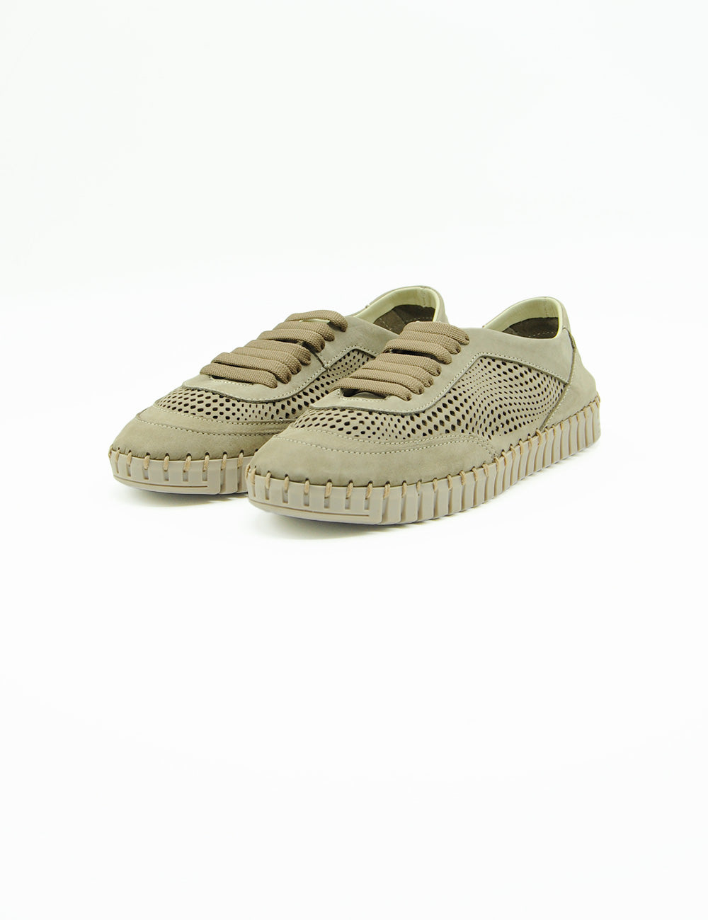Sneaker Frau Nabuk Sabbia beige in suede con pannelli mesh e suola texturizzata