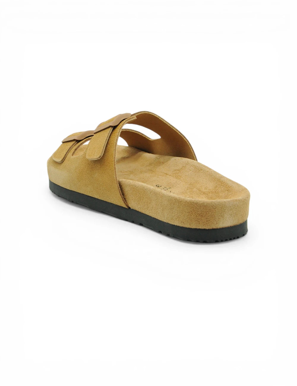 Sandalo Frau Velour Segale in suede tan con suola nera e cinghia regolabile