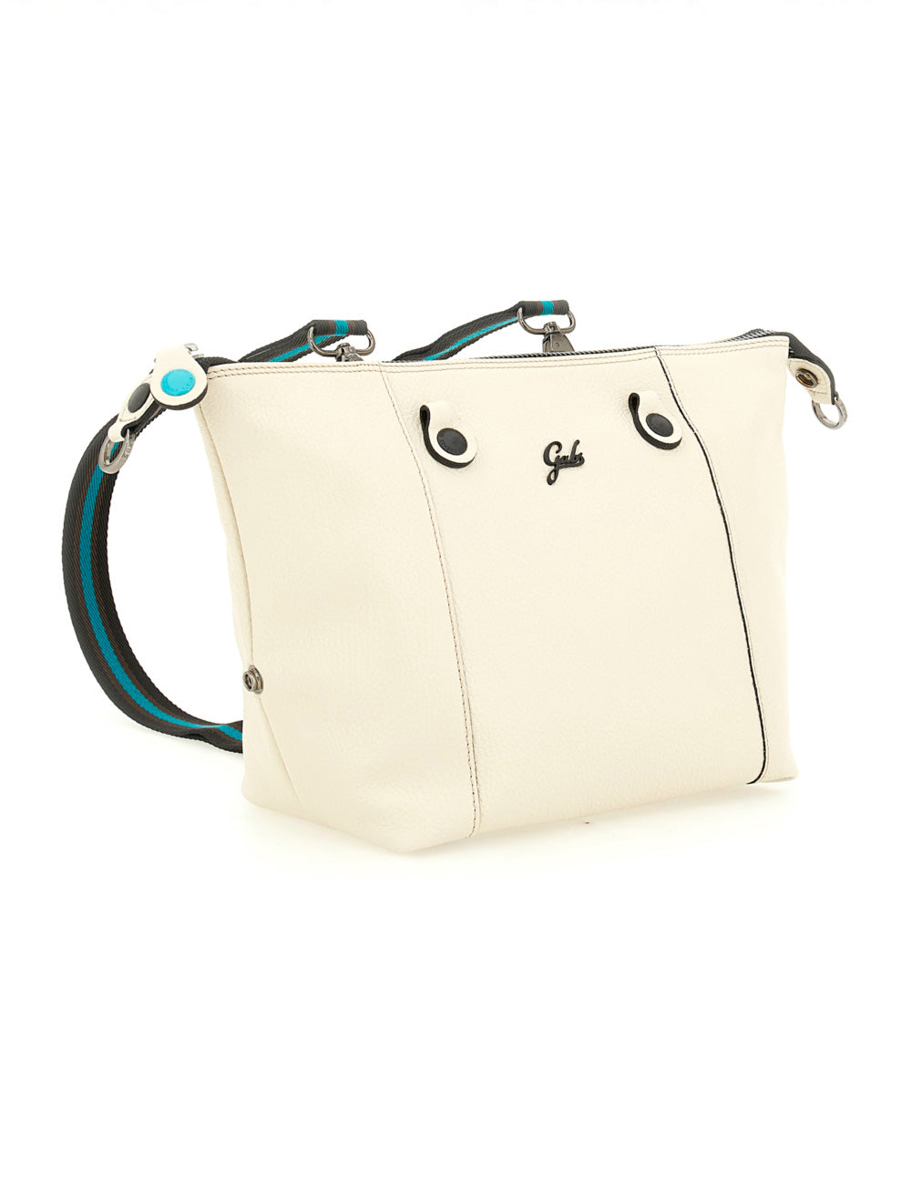 Borsa tote Gabs G3 Plus TG M Panna in pelle panna con rifiniture nere