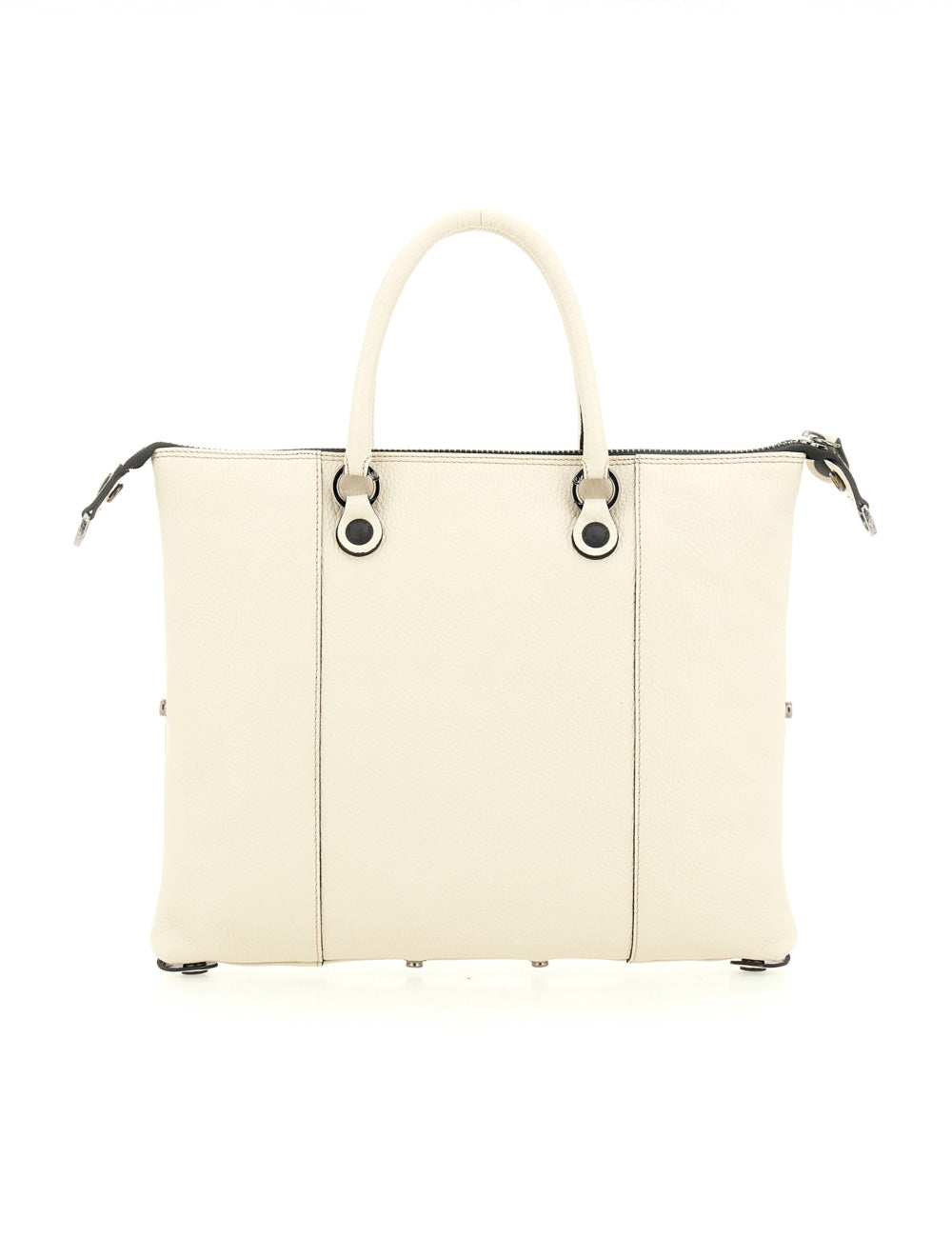 Borsa tote Gabs G3 Plus TG M Panna in pelle panna con manici bianchi e hardware nero