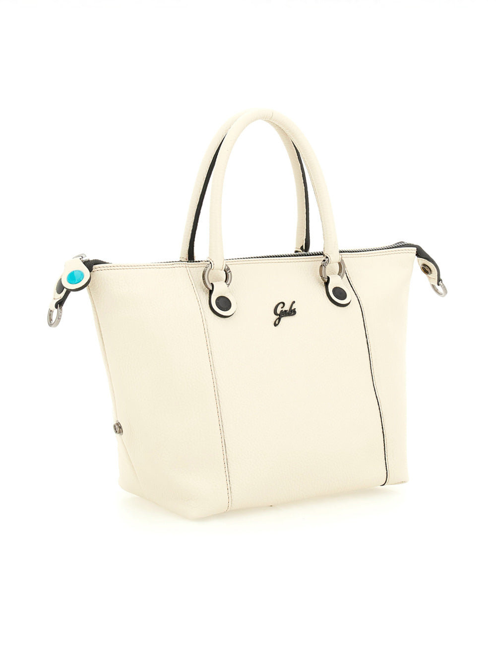 Borsa tote Gabs G3 Plus TG M Panna in pelle panna con rifiniture nere