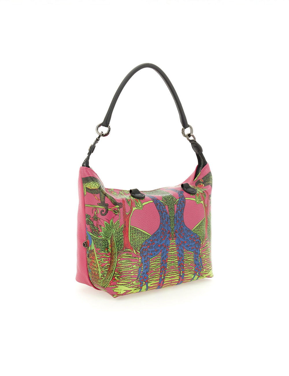 Borsa Gabs G3 Plus TG M Namibia rosa con stampe vivaci di giraffe blu e verdi