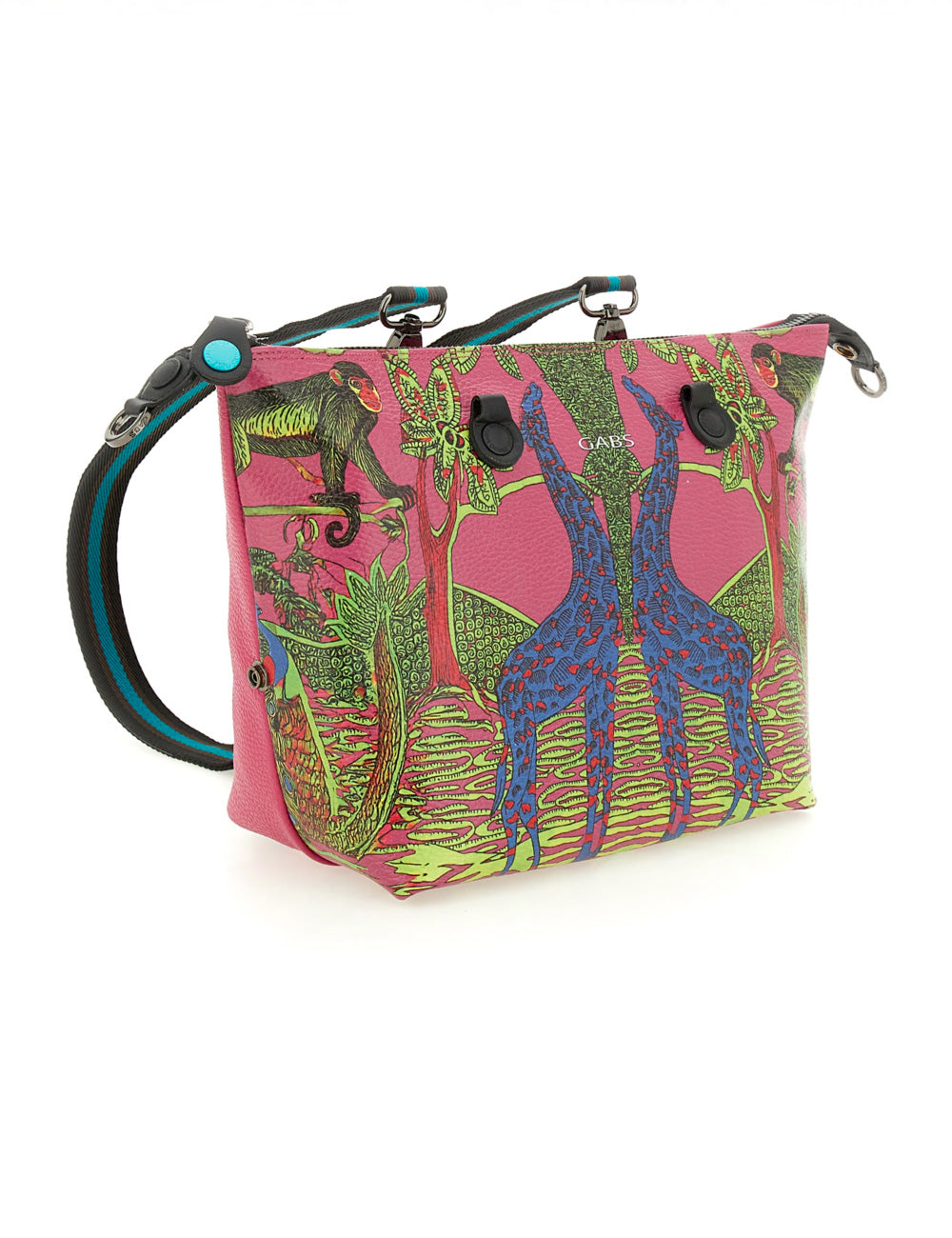Borsa Gabs G3 Plus TG M Namibia rosa con stampe vivaci di giraffe blu