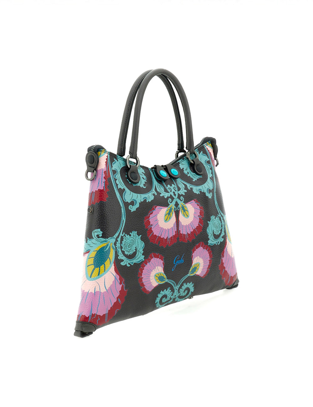 Borsa Gabs Thamara Plus Tg M Peonia nera con fiori vivaci