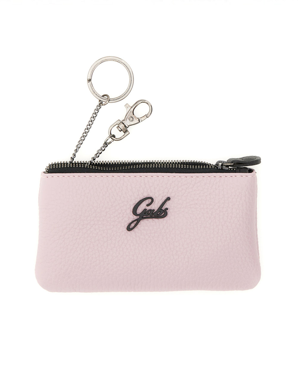Portachiavi Gabs GKeyholder Plus Provenza rosa in pelle con zip nera e hardware argento