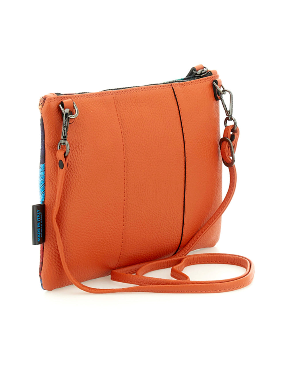 Borsa crossbody Gabs Beyoncè TG M Mosaico in pelle arancione testurizzata con cerniere nere