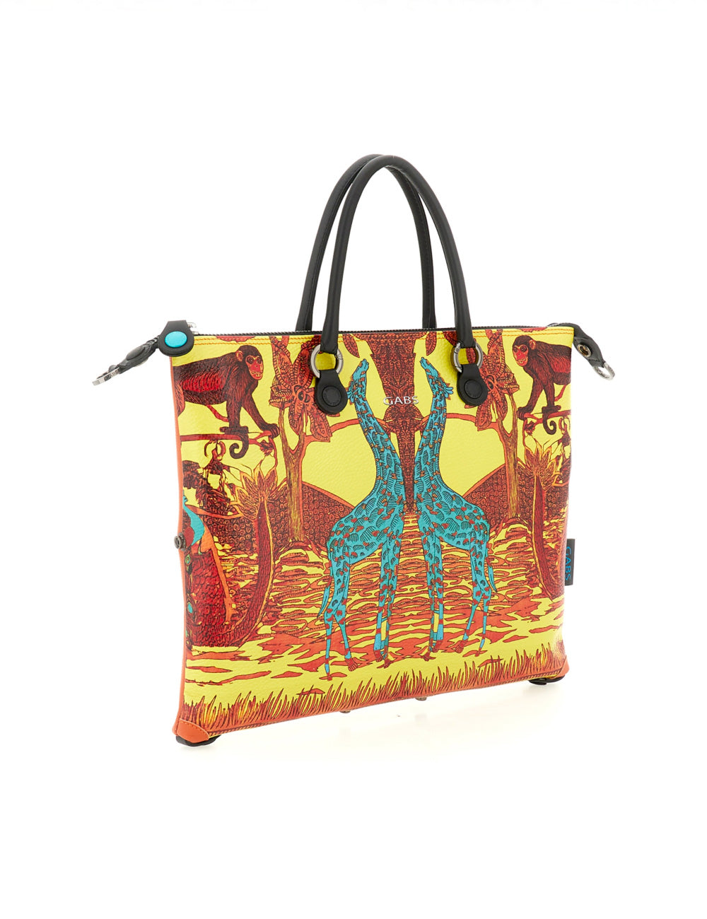 Borsa Gabs G3 Plus TG M Sud Africa gialla rossa con giraffe e scimmie blu