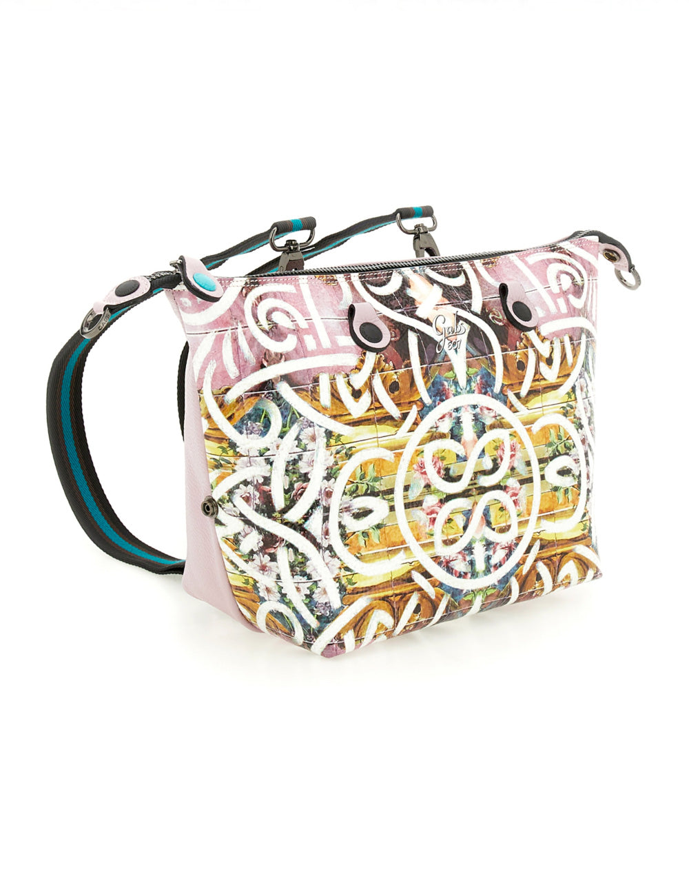 Borsa Gabs G3 Plus TG M Primavera con stampa graffiti multicolor e tracolle nere