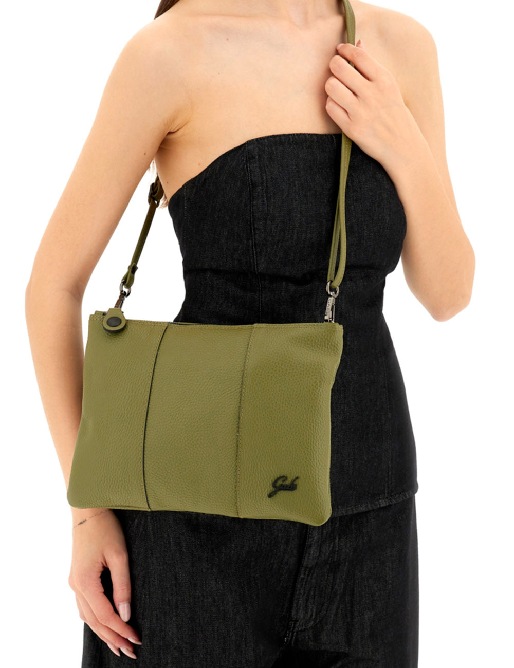 Borsa Gabs Beyoncè TG M Prezzemolo in pelle verde oliva con logo minimal