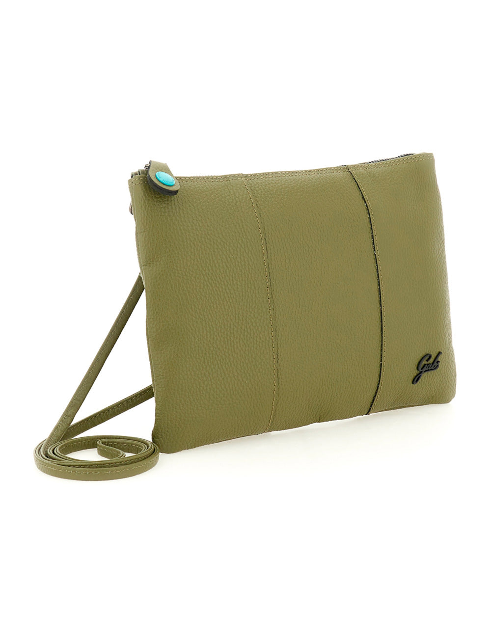 Borsa Gabs Beyoncè TG M Prezzemolo in pelle verde oliva con bottone turchese