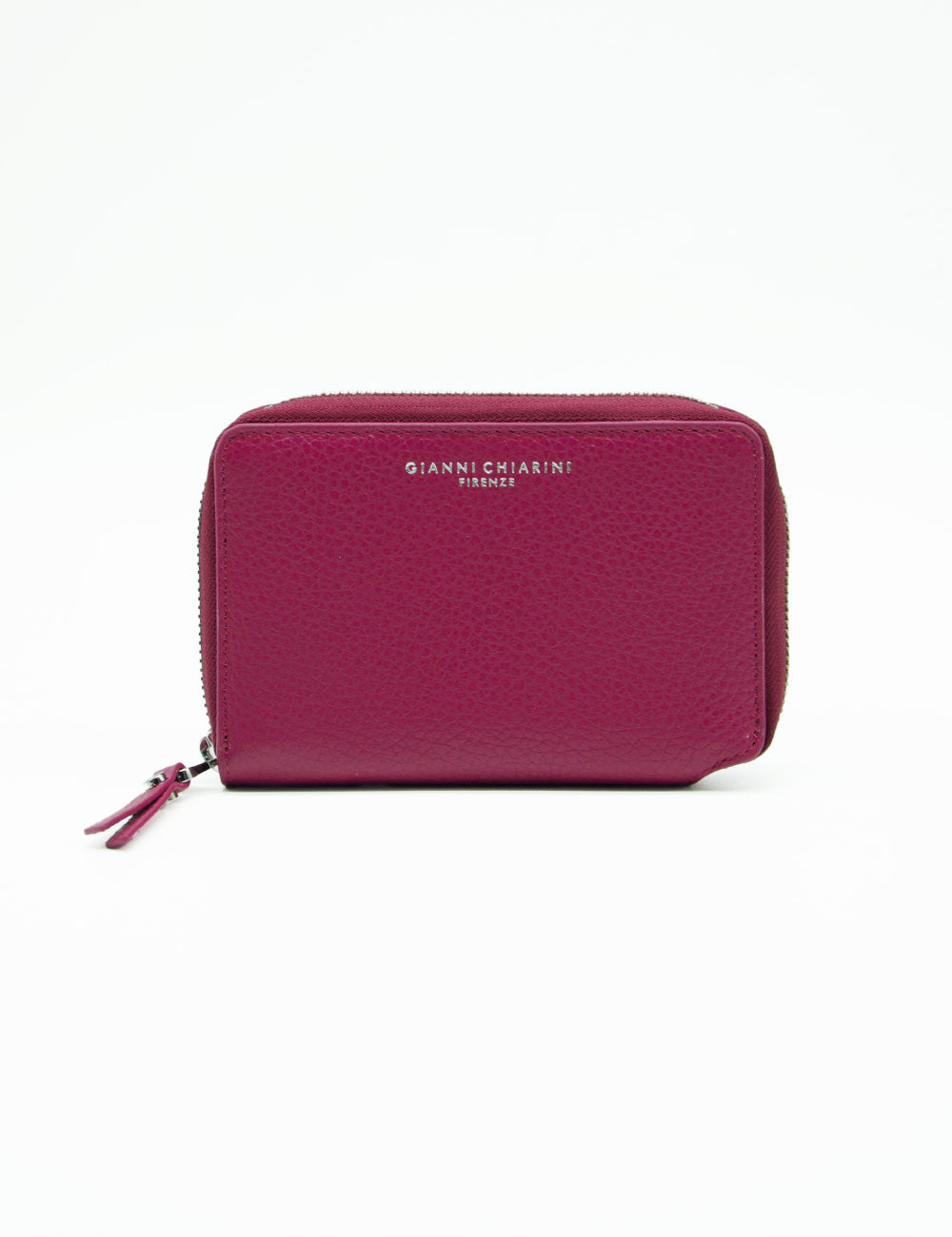 Portafoglio Gianni Chiarini Dollaro Desert Flower magenta con zip e nappa testurizzata