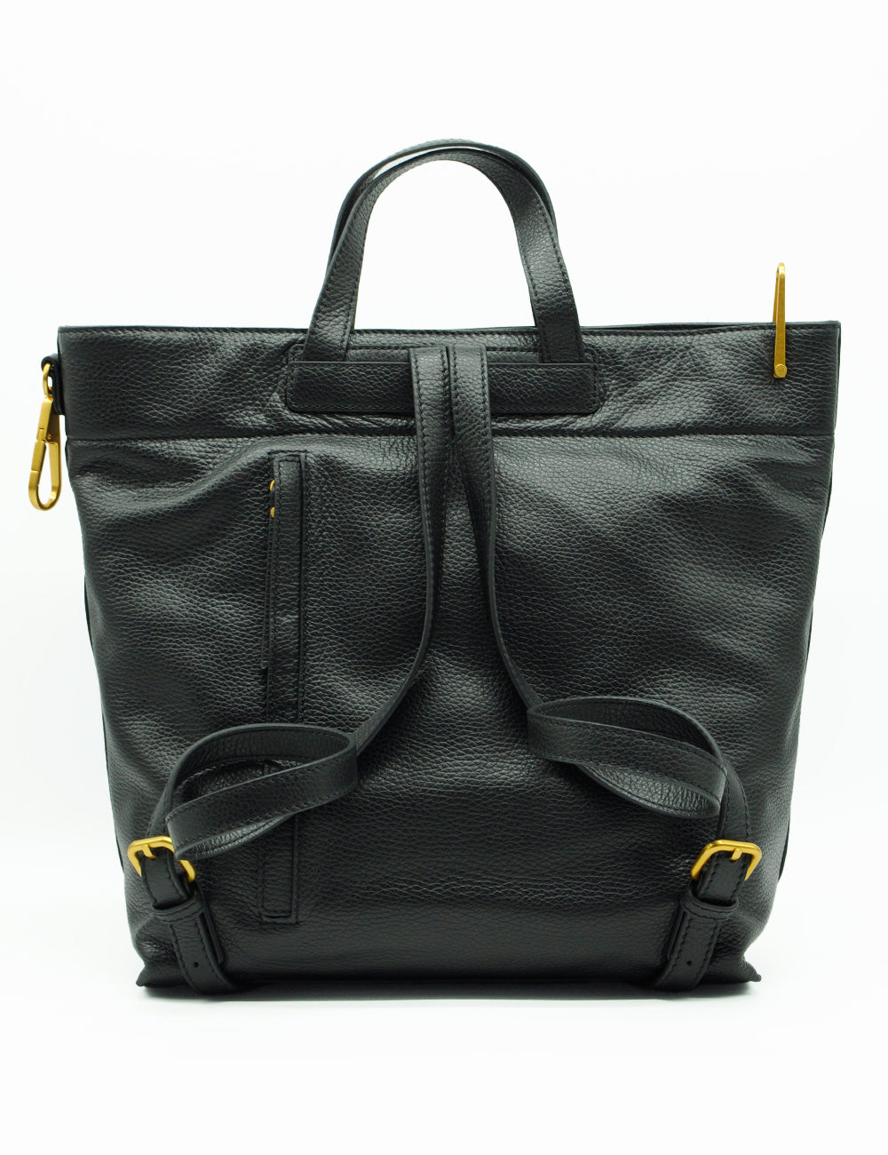 Zaino Zahara Nero Gianni Chiarini in pelle nera con manici doppi e hardware oro