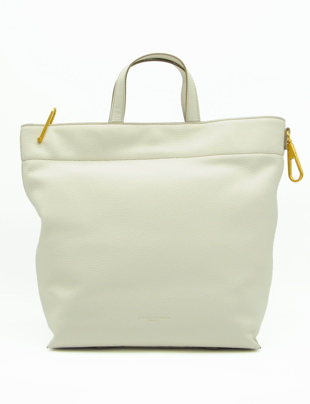 Zaino Zahara Marble Gianni Chiarini in pelle avorio con zip e manici oro