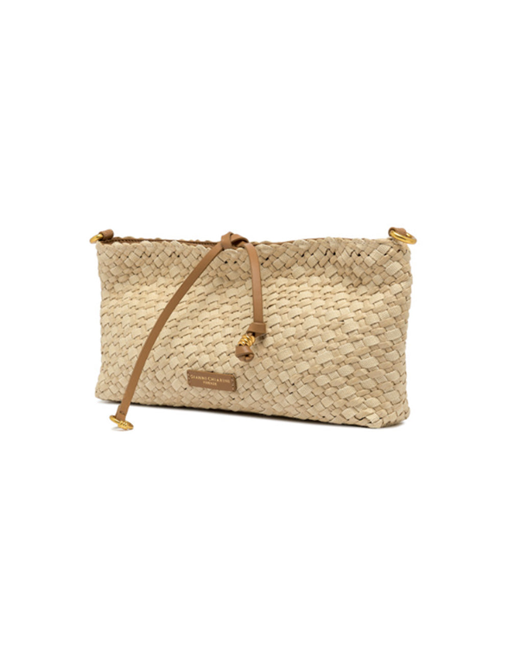 Pochette Mercy Naturale Gianni Chiarini in paglia intrecciata beige con cordino in pelle