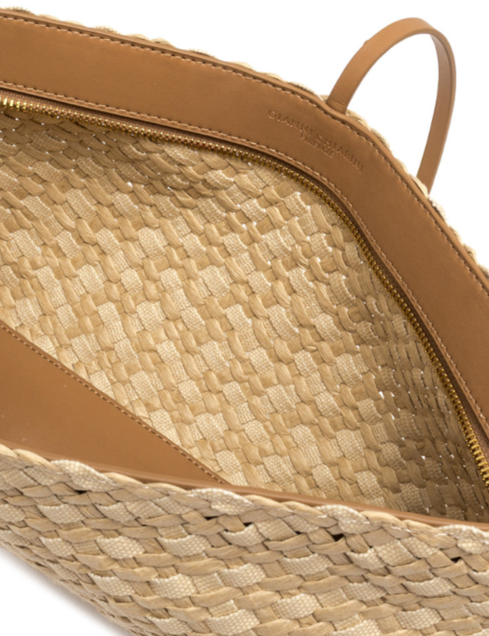 Pochette Mercy Naturale Gianni Chiarini in paglia intrecciata beige con dettagli in pelle