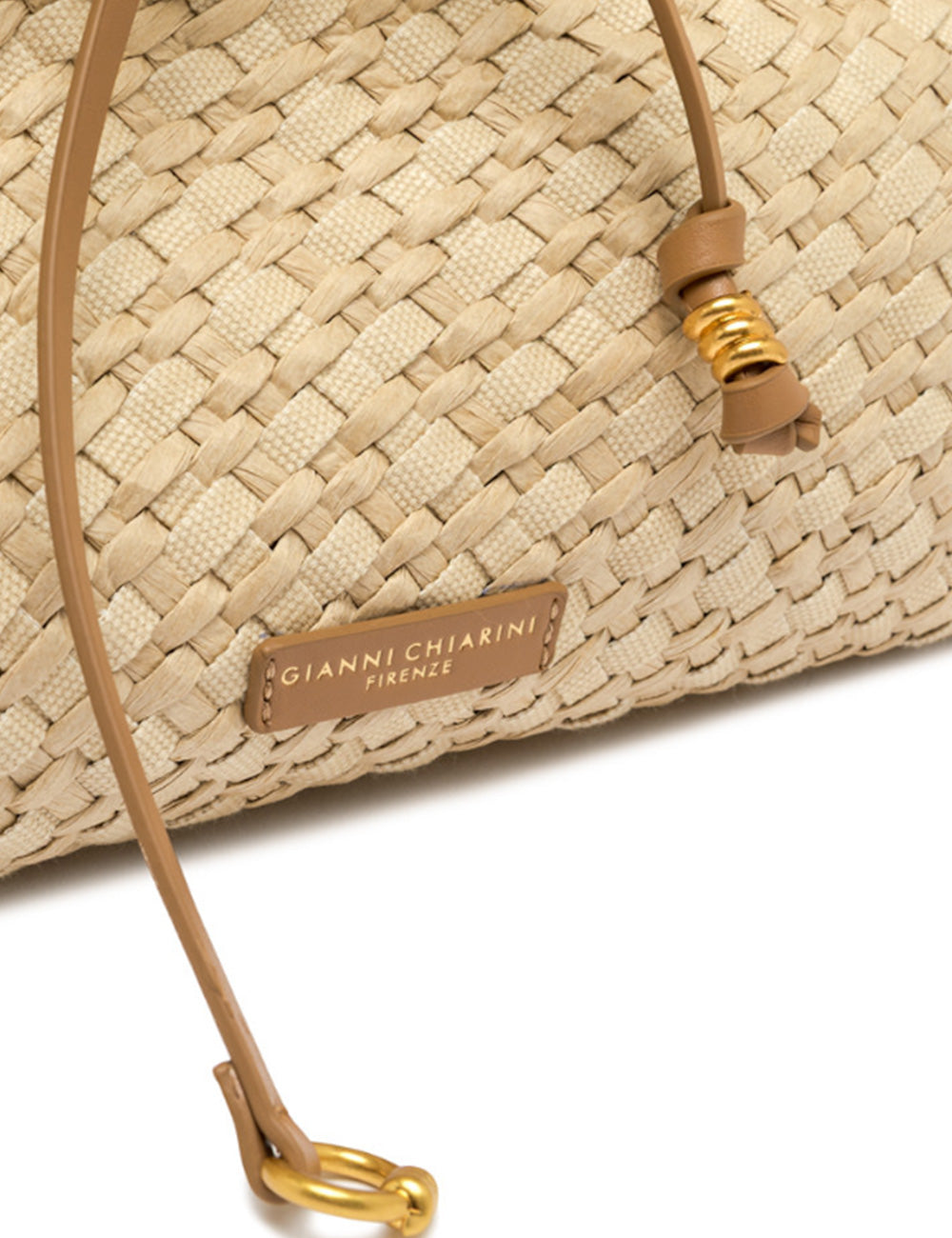 Pochette Mercy Naturale Gianni Chiarini, borsa paglia beige con pelle e oro