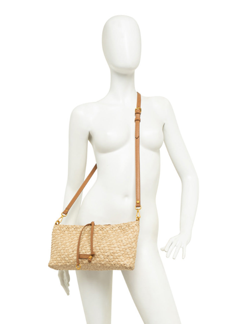 Pochette Mercy Naturale Gianni Chiarini beige intrecciata con tracolle pelle