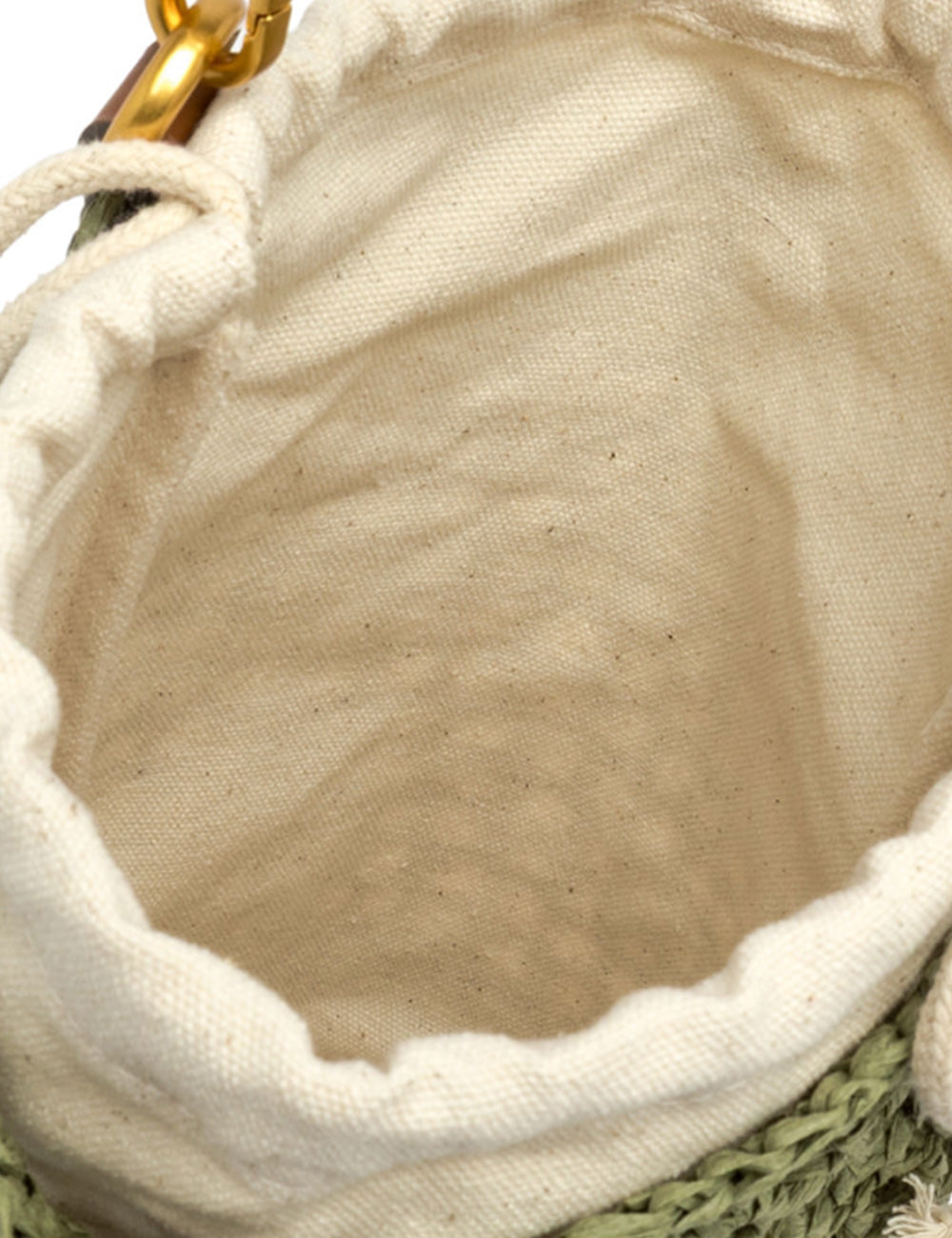 Borsa Gianni Chiarini Secchiello Nefeli Taiga verde intrecciata con fodera crema