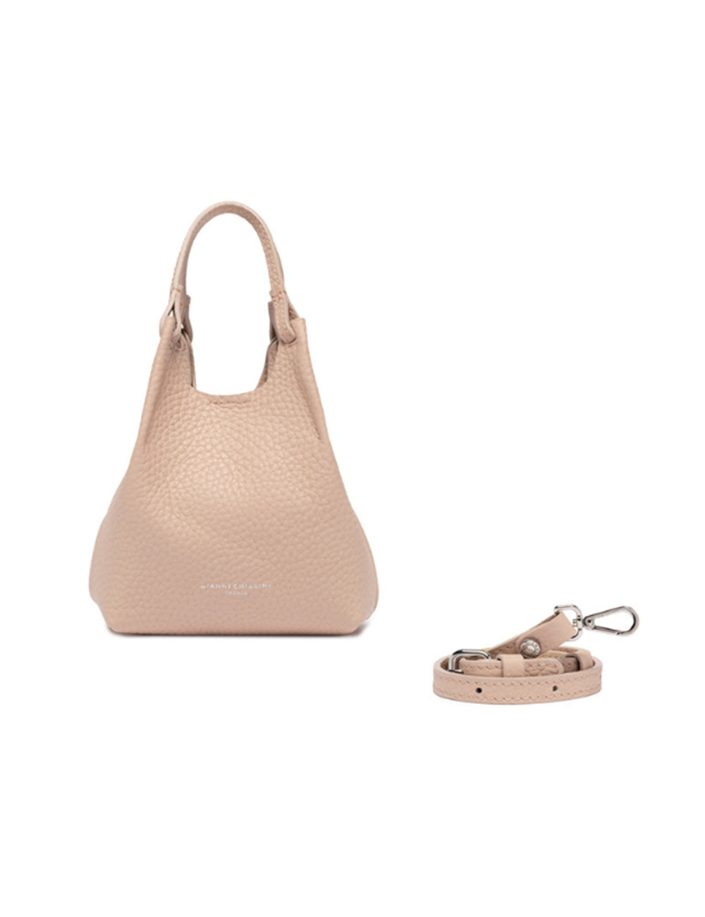Borsa hobo mini Dua Gianni Chiarini in pelle beige testurizzata con tracolla regolabile abbinata