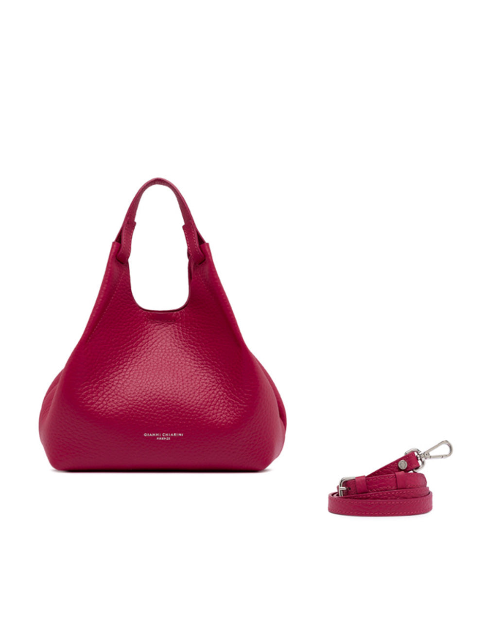Borsa hobo media Dua in cuoio fucsia testurizzato Gianni Chiarini