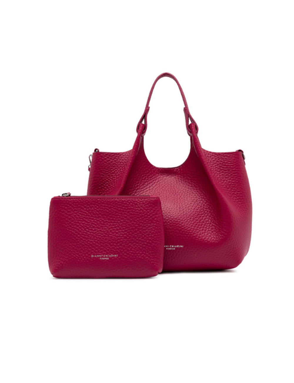 Borsa media Dua in pelle fucsia testurizzata con pochette abbinata Gianfranco Ferré