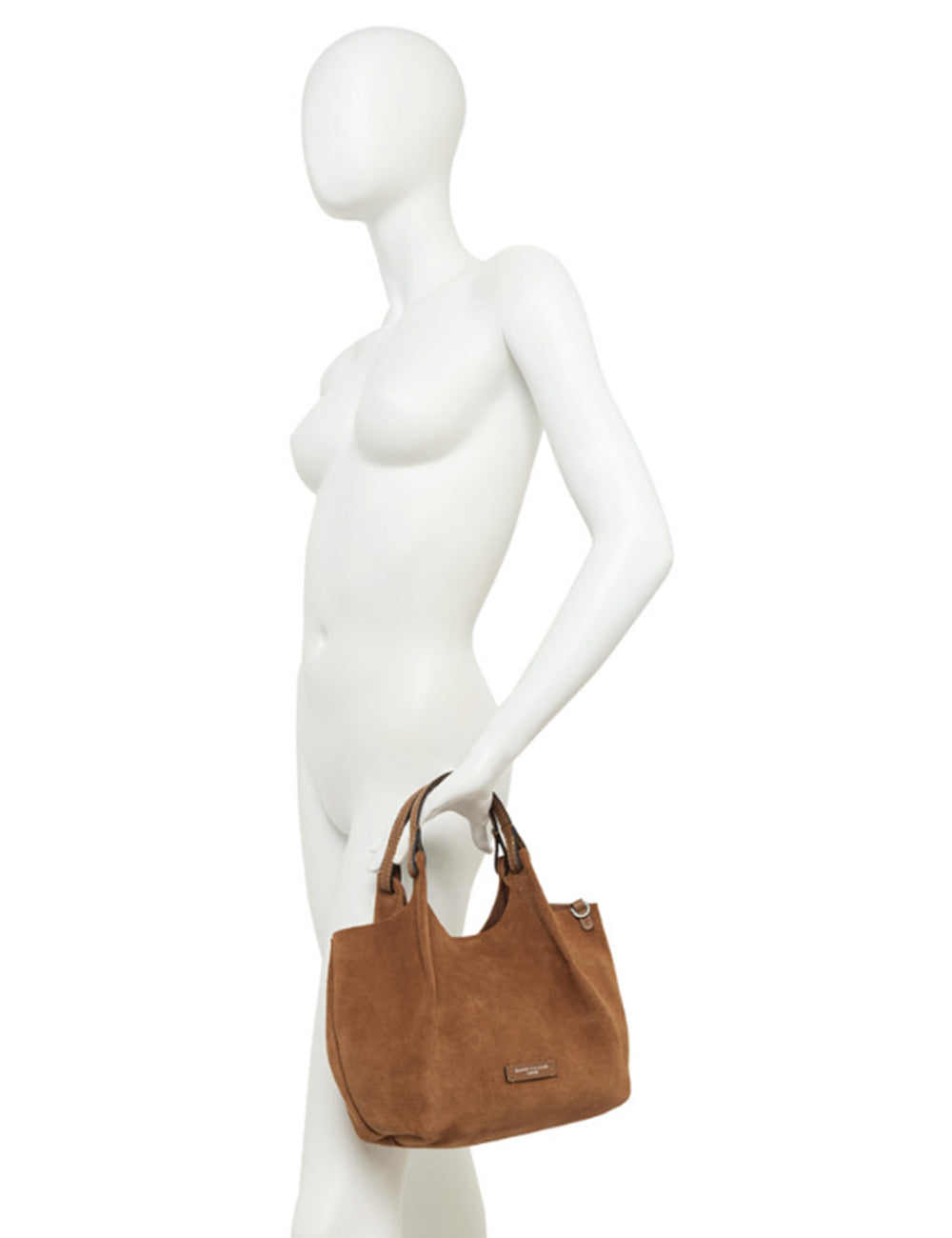 Borsa hobo media Dua in camoscio caramello di Gianni Chiarini con manici a soffietto e patta frontale