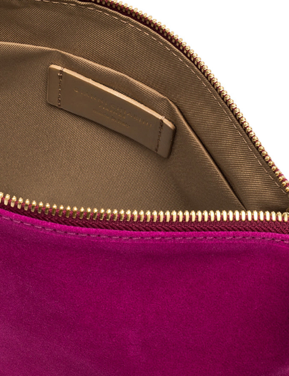 Borsa Nora Pouch Desert Flower di Gianni Chiarini in suede magenta vibrante