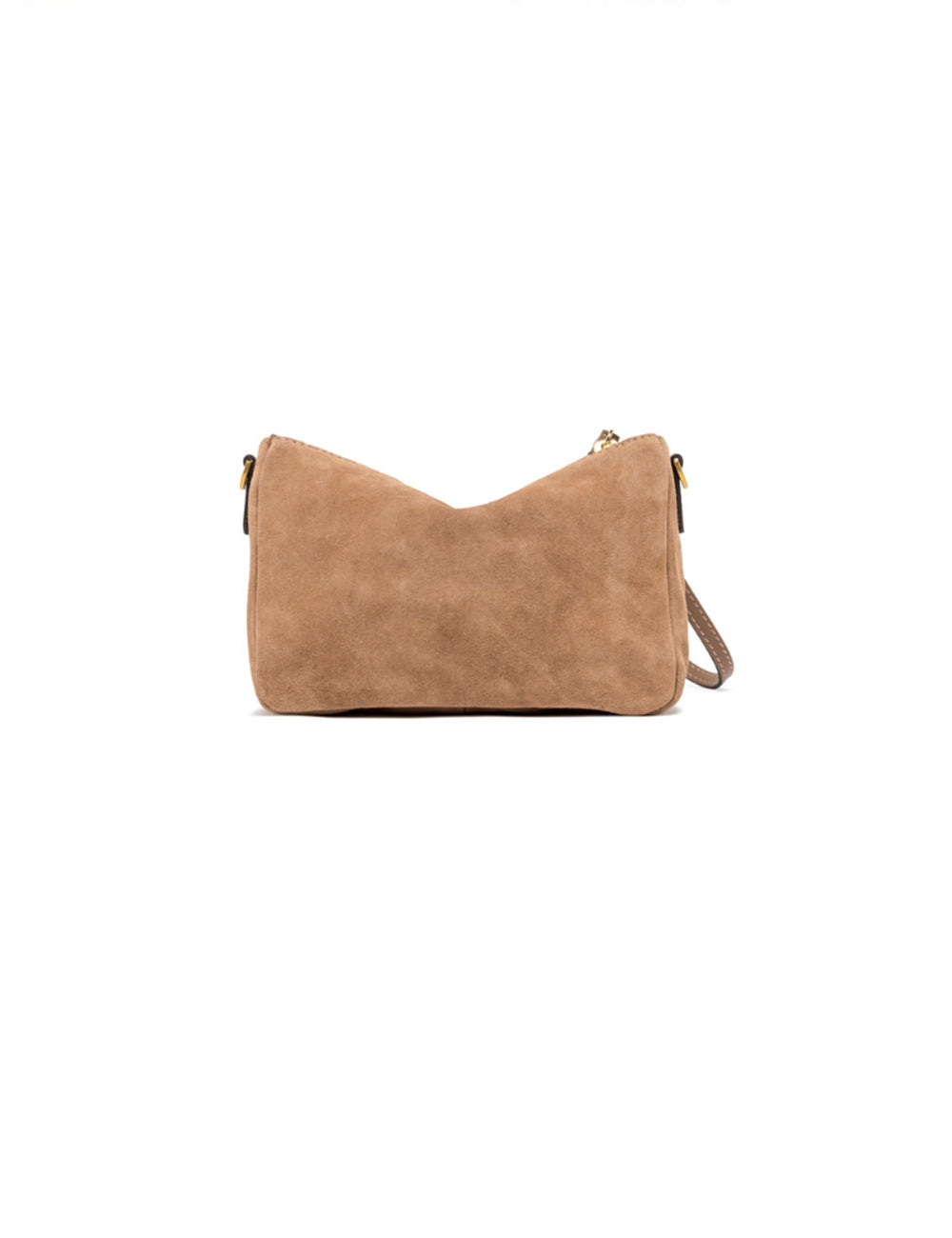 Borsa a tracolla in camoscio color caramello Gianni Chiarini Nora Small con hardware dorato