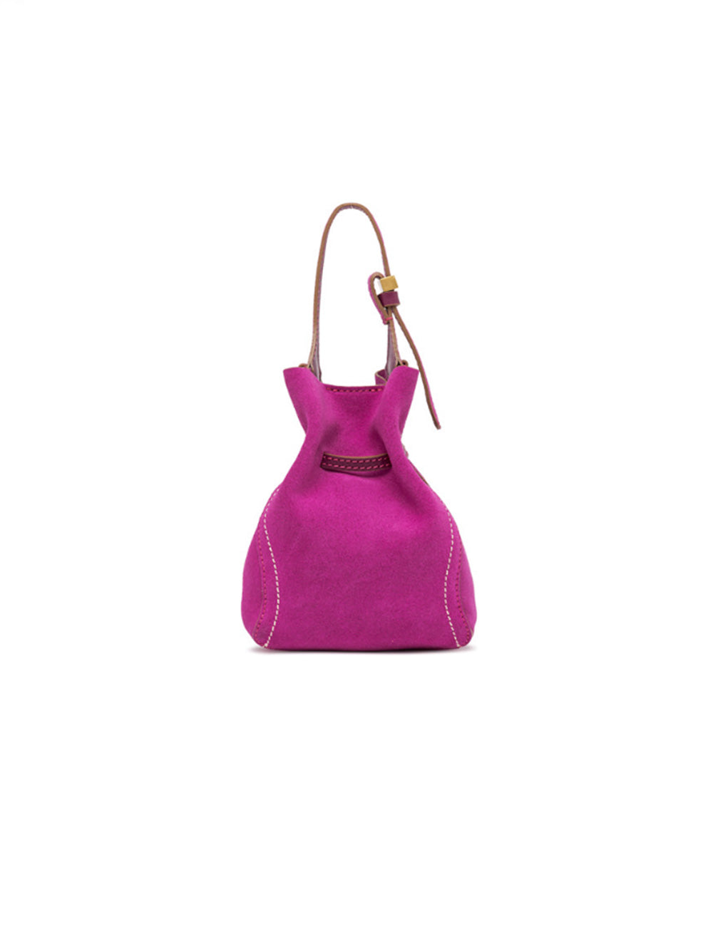 Borsa mini Gianni Chiarini Sienna Desert Flower fucsia con coulisse e cuciture bianche