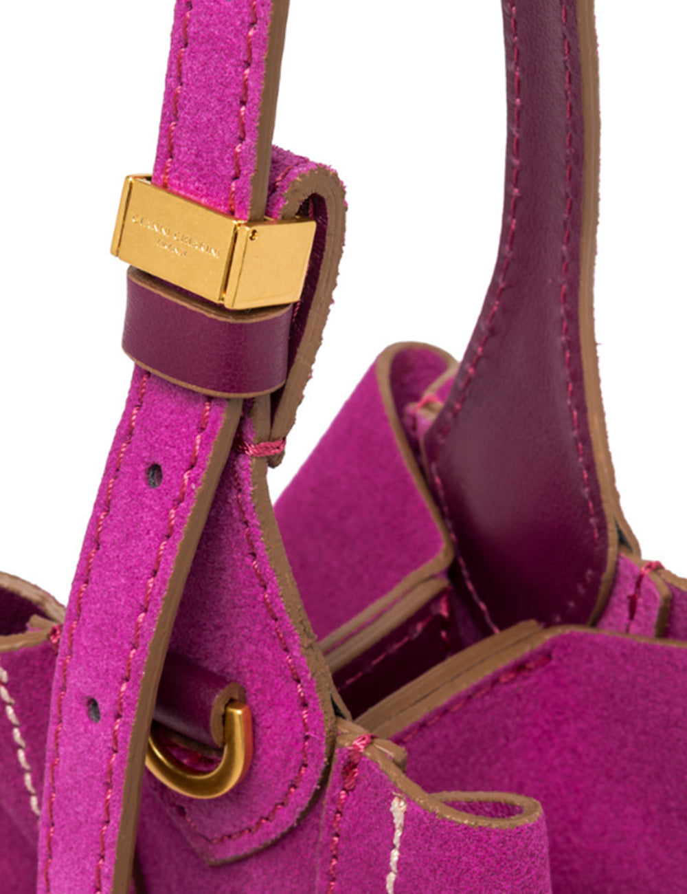 Borsa mini in suede fucsia Gianni Chiarini Sienna Desert Flower con hardware oro e punti tan