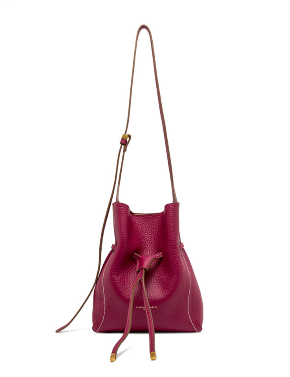 Borsa a secchiello media Sienna Desert Flower di Gianni Chiarini in pelle fucsia