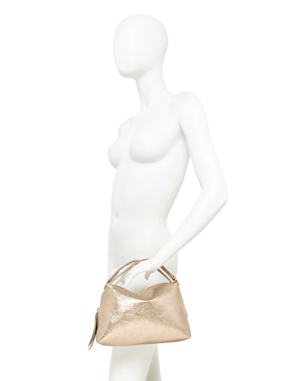 Borsa Gianni Chiarini Alifa Mirage in rose gold metallizzato con silhouette morbida strutturata e manici coordinati