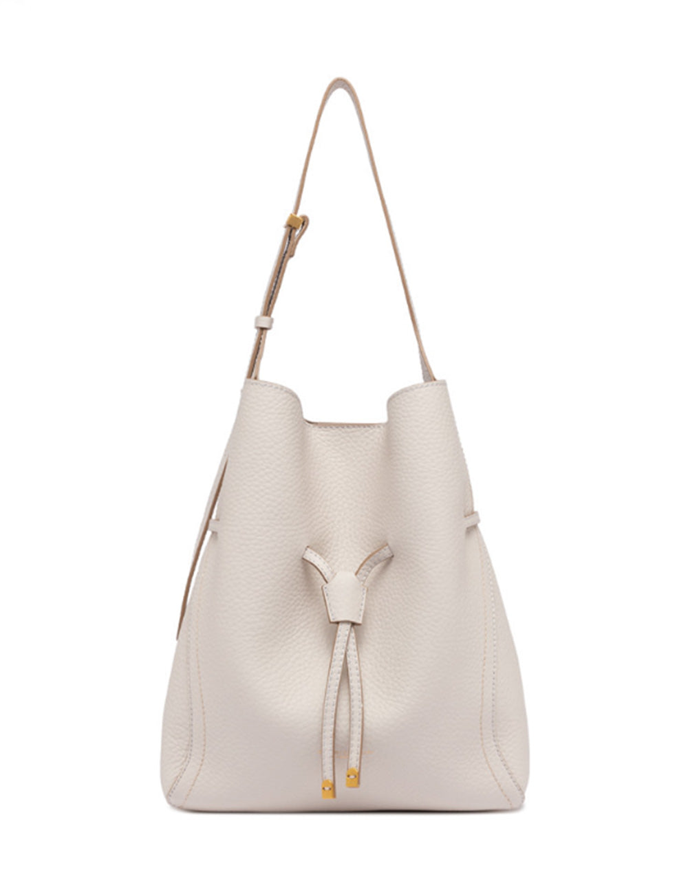 Borsa a secchiello in pelle sabbia Sienna di Gianni Chiarini, design minimalista