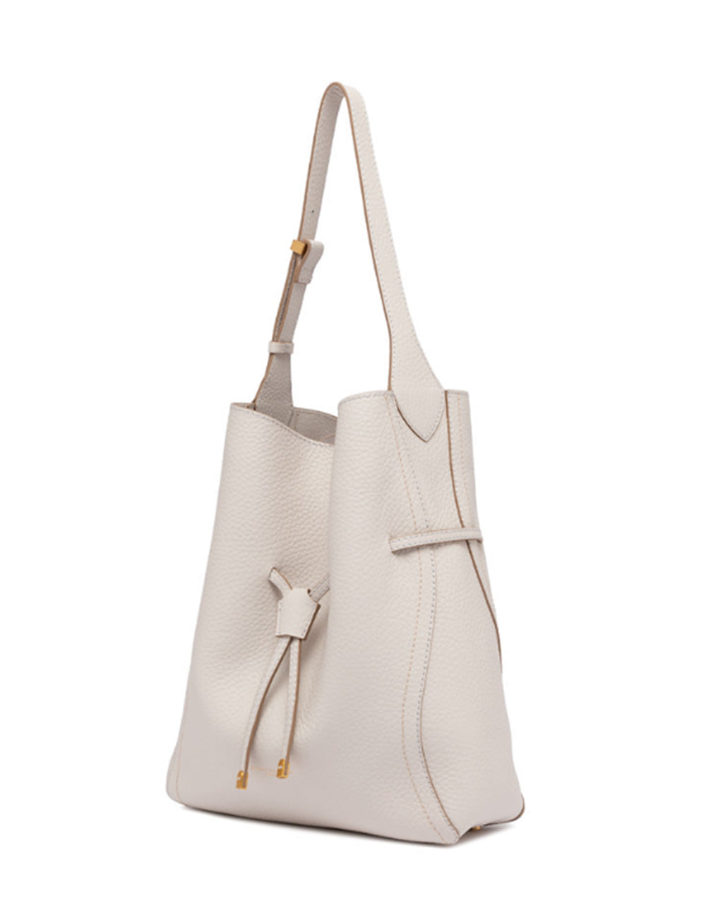 Borsa tote in pelle color crema Gianni Chiarini Sienna Sabbia con hardware dorato e chiusura a coulisse