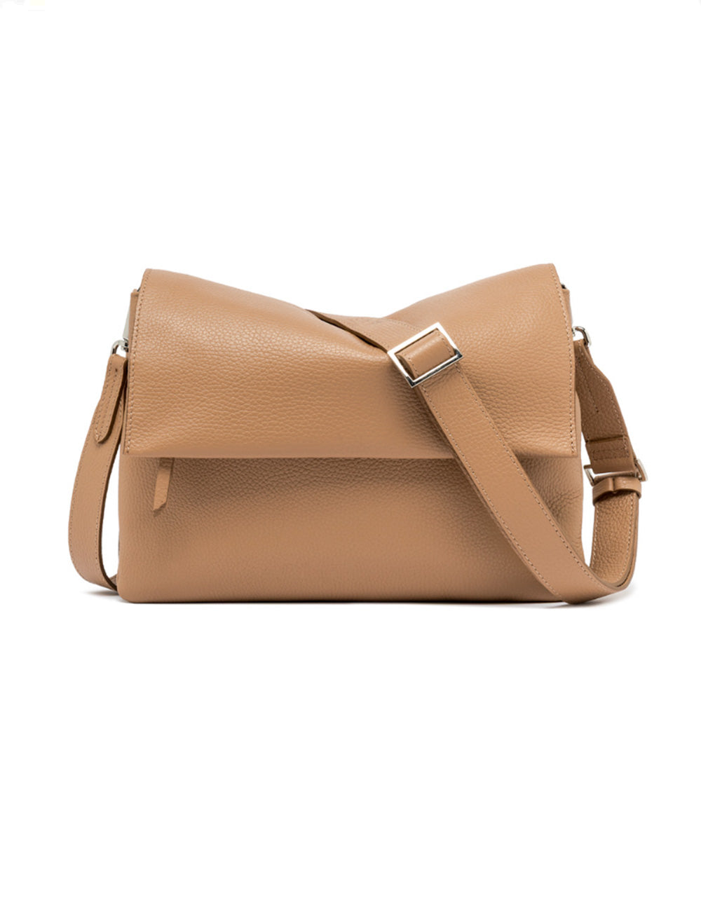 Borsa tracolla Gianni Chiarini Tracolla Three Clay in pelle ciottoli color tan con fibbia argento e tracolla regolabile
