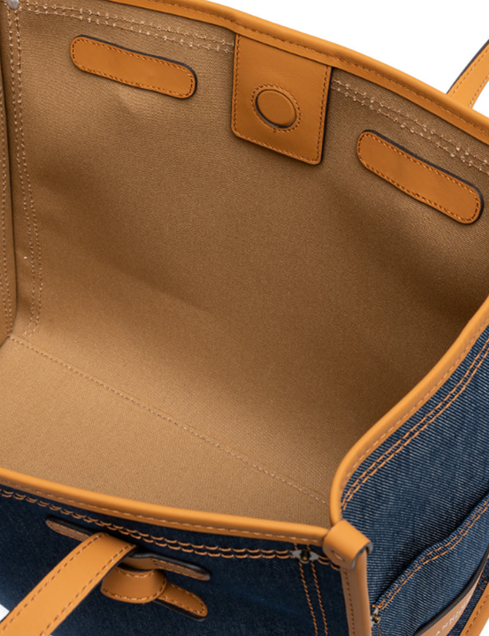 Borsa tote Marcella Blue Mou Gianni Chiarini in denim e pelle beige con interno strutturato e cuciture a contrasto