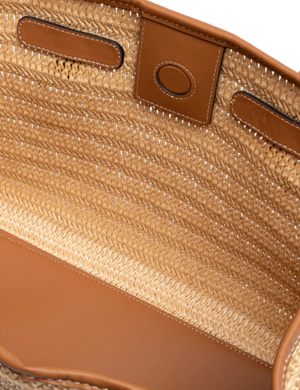 Borsa tote in paglia intrecciata beige con accenti e cuciture in pelle marrone Gianni Chiarini Marcella Naturale