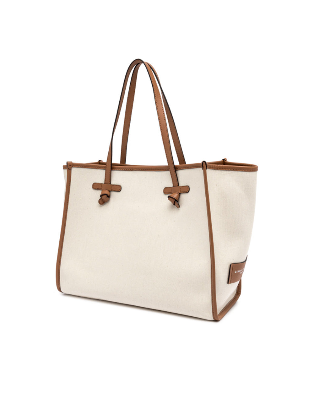 Borsa tote Marcella Panna Corda Caramel Large Gianni Chiarini in canvas panna con manici e rifiniture in pelle caramello